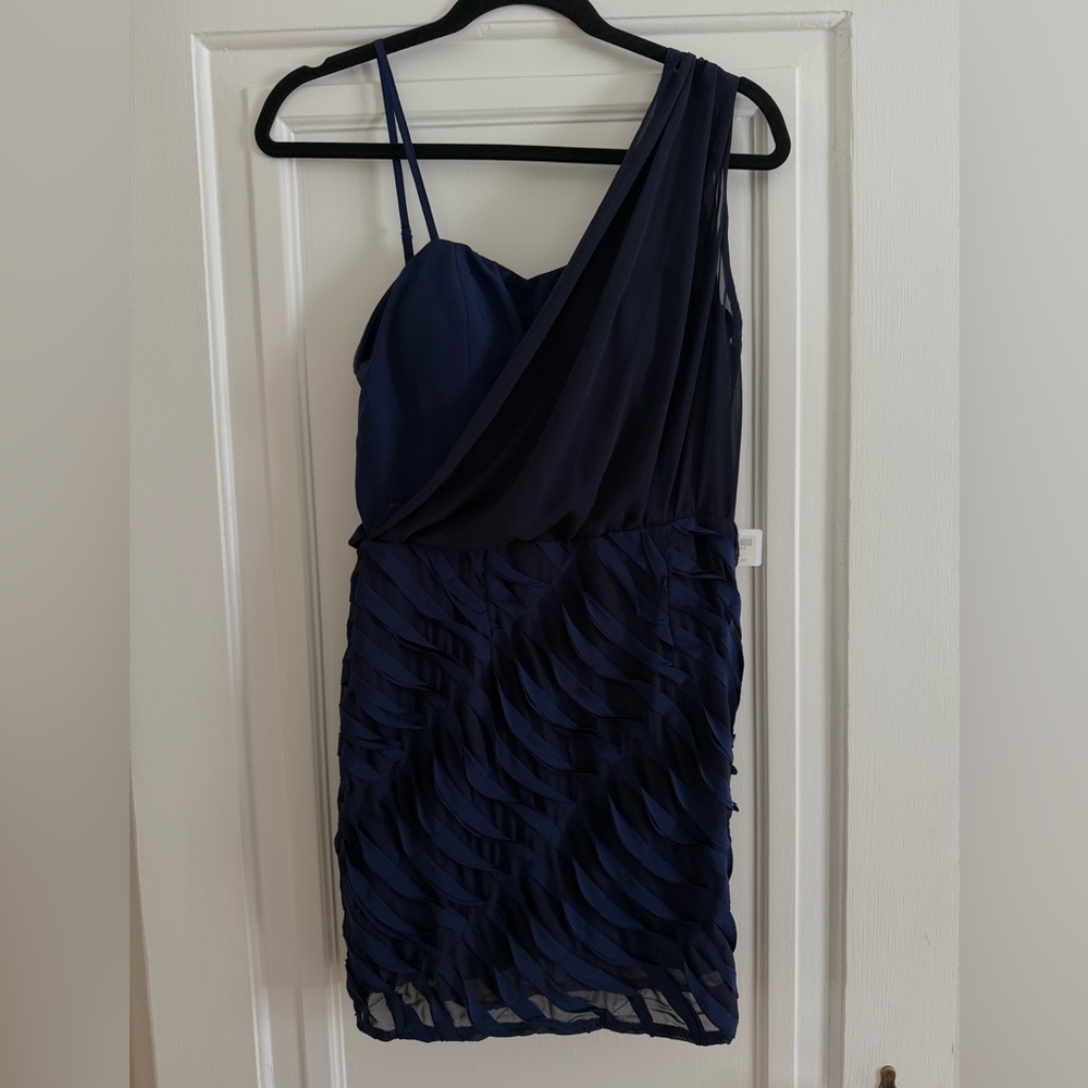 Apricot Lane navy One-Shoulder mini Dress
